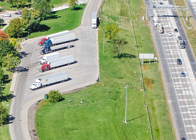 Photo of a rest area for truck drivers.